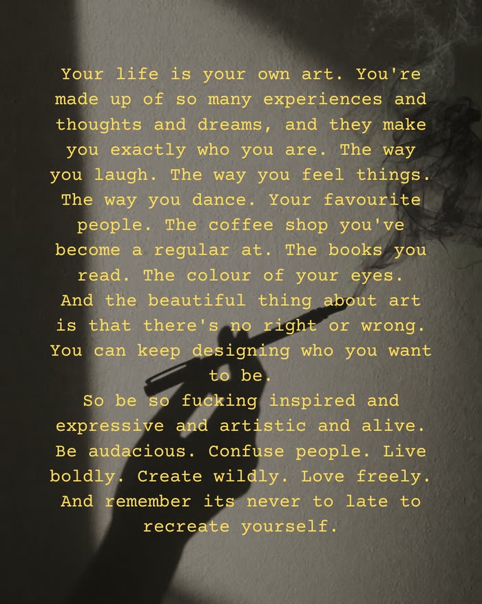 Your life is your own art, post cover
